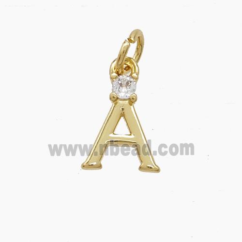 Copper Letter-A Pendant Pave Zirconia Gold Plated