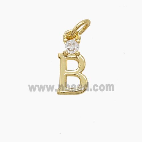 Copper Letter-B Pendant Pave Zirconia Gold Plated