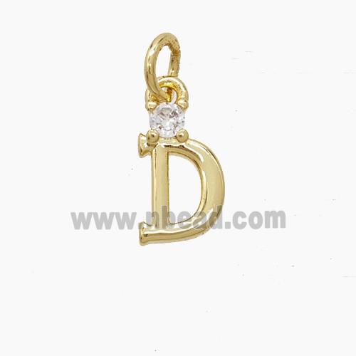 Copper Letter-D Pendant Pave Zirconia Gold Plated