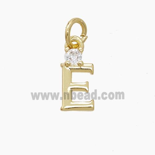 Copper Letter-E Pendant Pave Zirconia Gold Plated