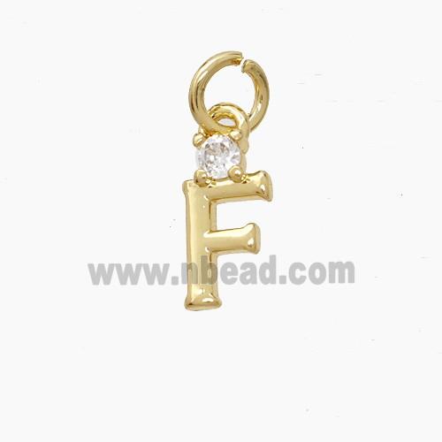 Copper Letter-F Pendant Pave Zirconia Gold Plated