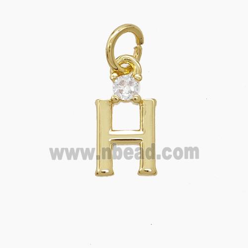 Copper Letter-H Pendant Pave Zirconia Gold Plated