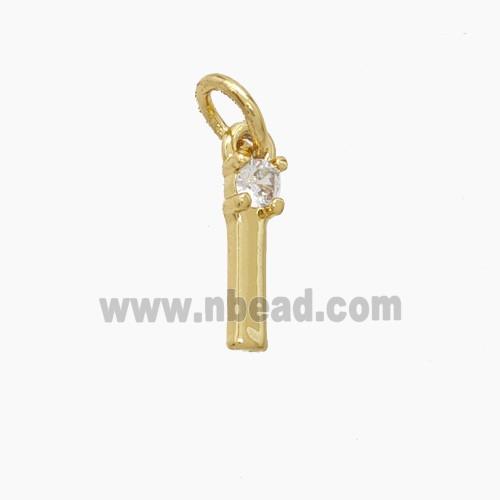 Copper Letter-I Pendant Pave Zirconia Gold Plated