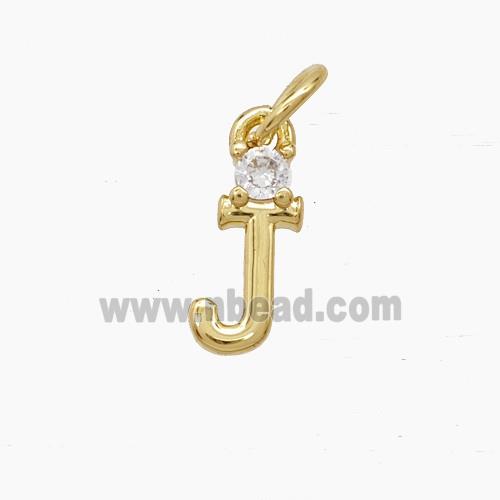 Copper Letter-J Pendant Pave Zirconia Gold Plated