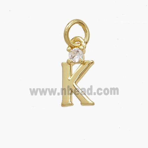 Copper Letter-K Pendant Pave Zirconia Gold Plated