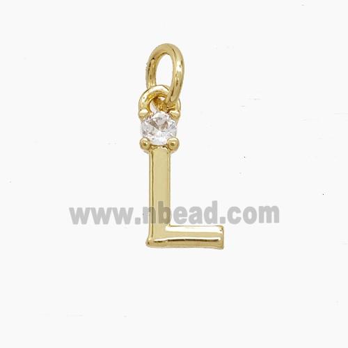 Copper Letter-L Pendant Pave Zirconia Gold Plated