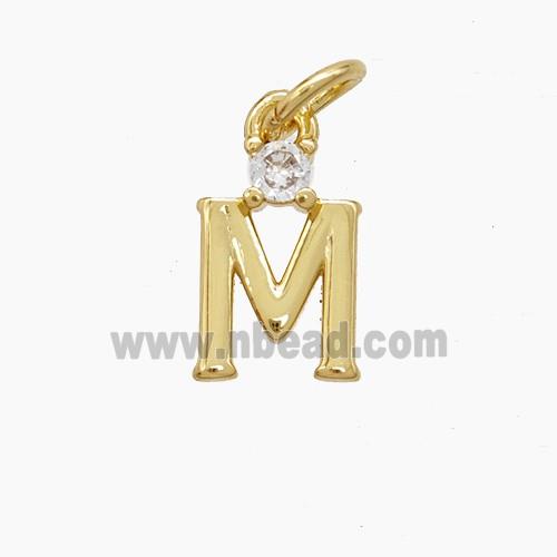 Copper Letter-M Pendant Pave Zirconia Gold Plated