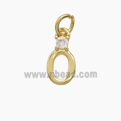Copper Letter-O Pendant Pave Zirconia Gold Plated