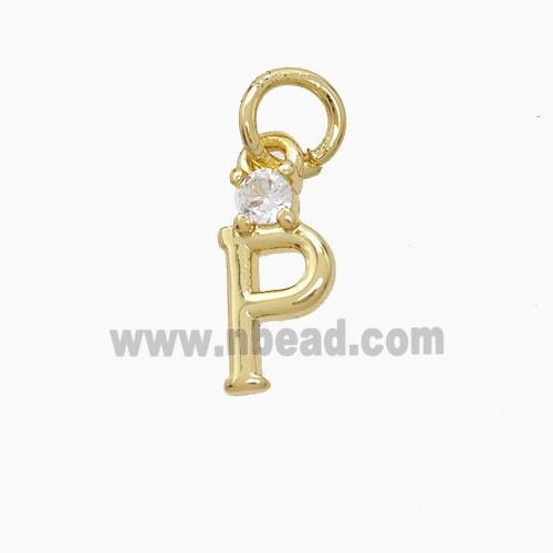 Copper Letter-P Pendant Pave Zirconia Gold Plated