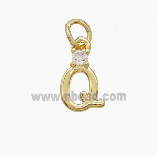 Copper Letter-Q Pendant Pave Zirconia Gold Plated