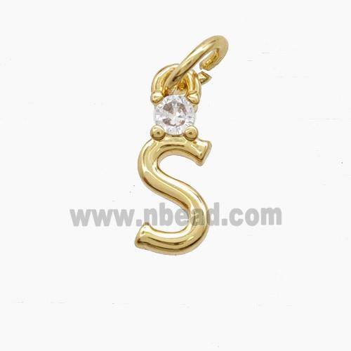 Copper Letter-S Pendant Pave Zirconia Gold Plated