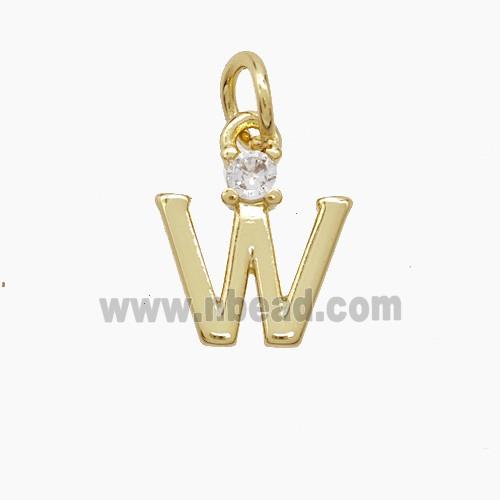 Copper Letter-W Pendant Pave Zirconia Gold Plated