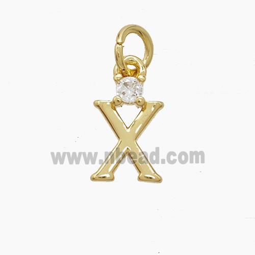 Copper Letter-X Pendant Pave Zirconia Gold Plated