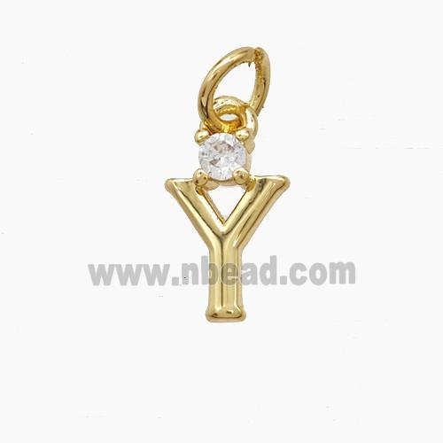 Copper Letter-Y Pendant Pave Zirconia Gold Plated