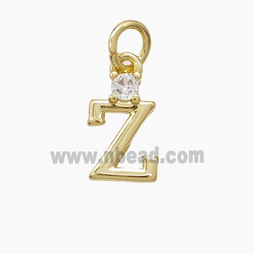 Copper Letter-Z Pendant Pave Zirconia Gold Plated