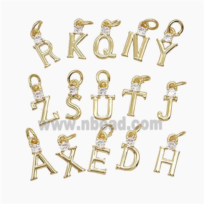 Copper Alphabet Pendant Pave Zirconia Gold Plated Mixed Letters