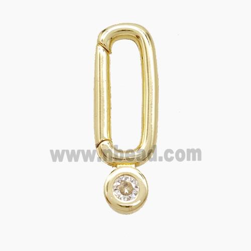 Copper Carabiner Clasp Pendant Pave Zirconia Gold Plated