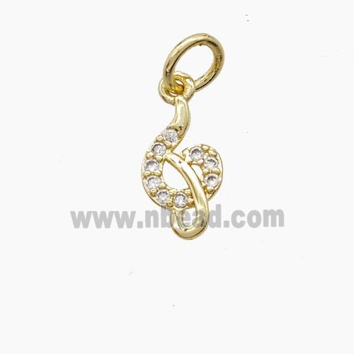 Copper Hook Pendant Pave Zirconia Gold Plated