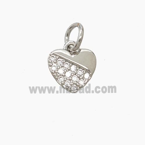 Copper Heart Pendant Pave Zirconia Platinum Plated