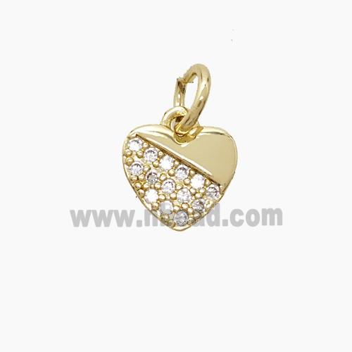 Copper Heart Pendant Pave Zirconia Gold Plated