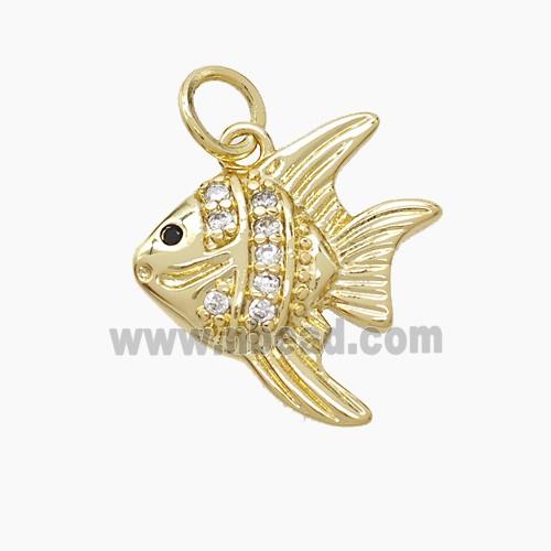 Copper Fish Pendant Pave Zirconia Gold Plated