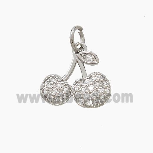 Copper Cherry Pendant Pave Zirconia Platinum Plated