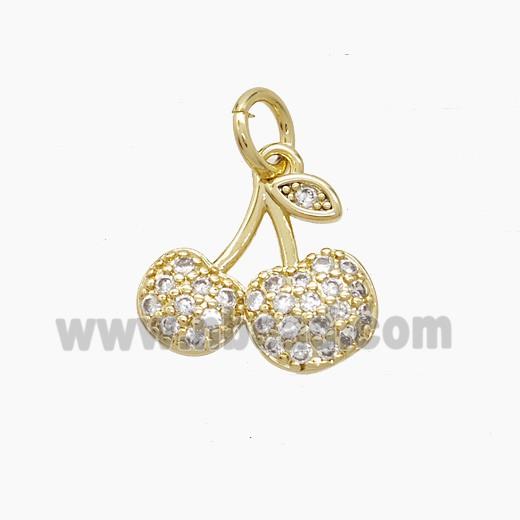 Copper Cherry Pendant Pave Zirconia Gold Plated