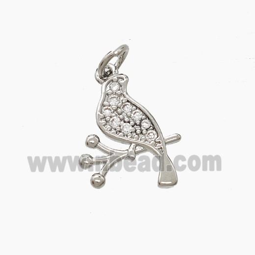 Copper Birds Pendant Pave Zirconia Platinum Plated