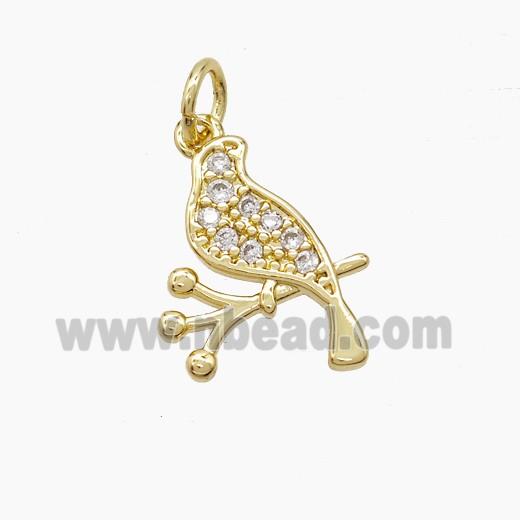 Copper Birds Pendant Pave Zirconia Gold Plated