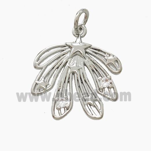 Copper Leaf Pendant Pave Zirconia Platinum Plated
