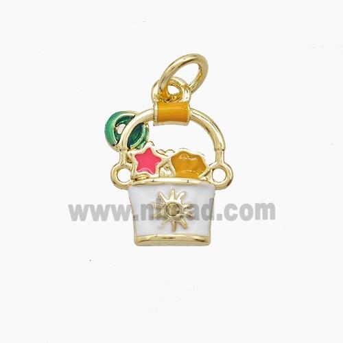 Copper Bucket Pendant Enamel Gold Plated