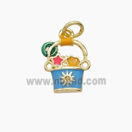 Copper Bucket Pendant Enamel Gold Plated