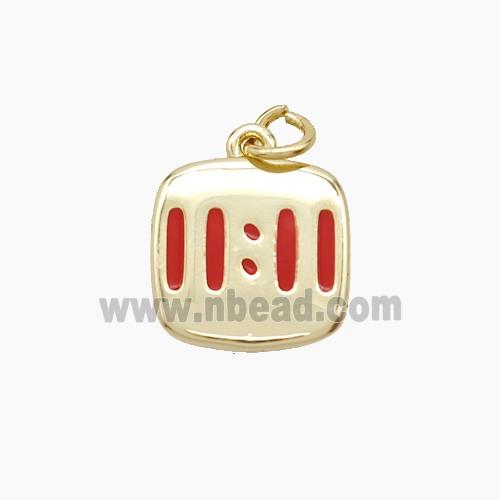 Copper Numbers Pendant Double Eleven 11 Red Enamel Gold Plated