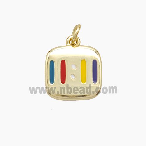 Copper Numbers Pendant Double Eleven 11 Multicolor Enamel Gold Plated
