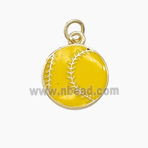 American Football Charms Copper Rugby Pendant Yellow Enamel Sport Gold Plated