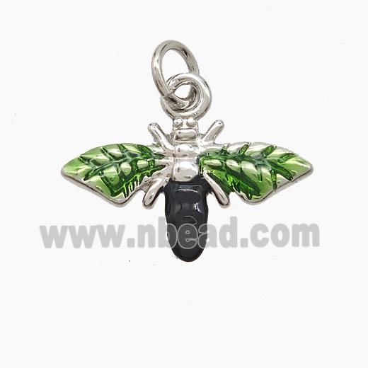 Copper Honeybee Pendant Green Painted Platinum Plated