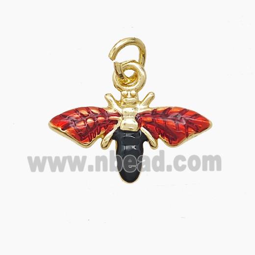 Copper Honeybee Pendant Red Painted Gold Plated