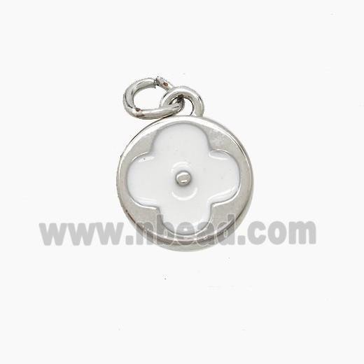 Copper Clover Pendant White Enamel Platinum Plated