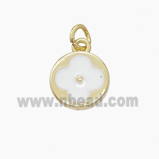 Copper Clover Pendant White Enamel Gold Plated