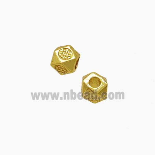 Zinc Alloy Polyhedron Spacer Beads Gold Plated