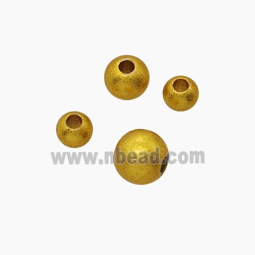 Alloy Round Beads Corrugated Gold Plated