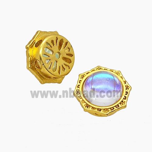Copper Polygon Beads Pave Resin Gold Plated