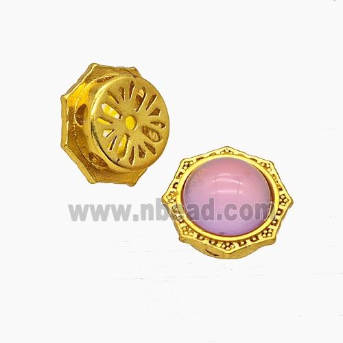 Copper Polygon Beads Pave Resin Gold Plated