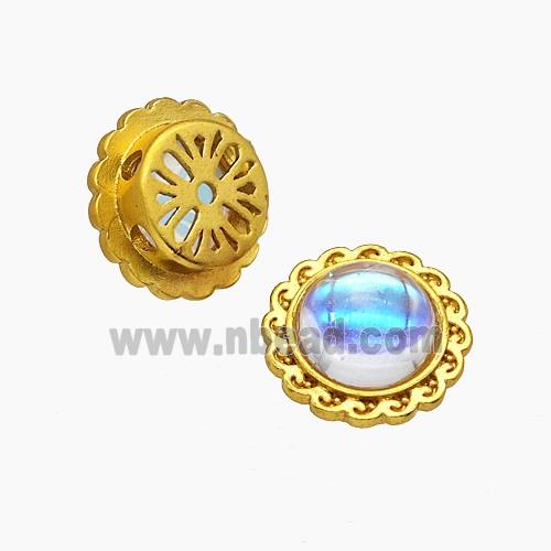 Copper Circle Beads Pave Resin Gold Plated