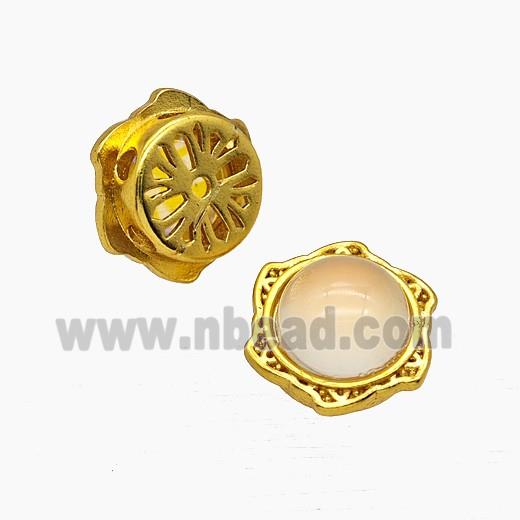 Copper Hexagon Beads Pave Resin Gold Plated