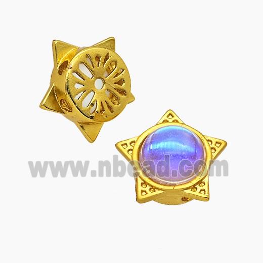 Copper Star Beads Pave Resin Gold Plated