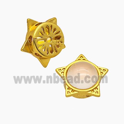 Copper Star Beads Pave Resin Gold Plated