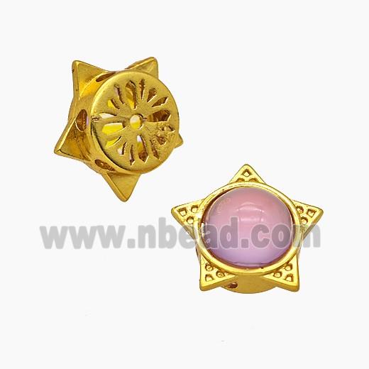 Copper Star Beads Pave Resin Gold Plated