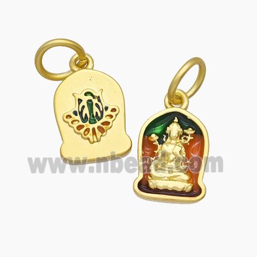 Copper Buddha Pendant Enamel Buddhist Gold Plated