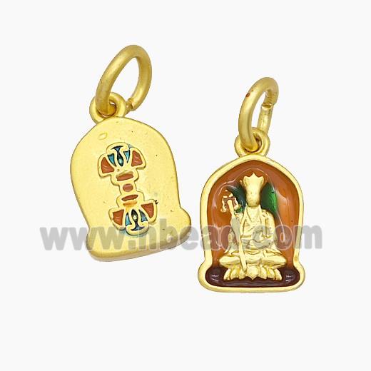Copper Buddha Pendant Enamel Buddhist Gold Plated